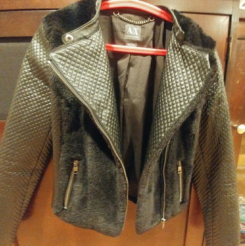 Armani Exchange Moto Jacket -Faux fur/leather